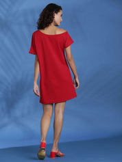 Kotty Women Solid One Shoulder A-Line Mini Dress