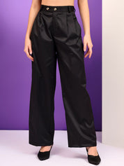 Kotty Women Relaxed Straight Leg Straight Fit High-Rise Easy Wash Pleated Trousers