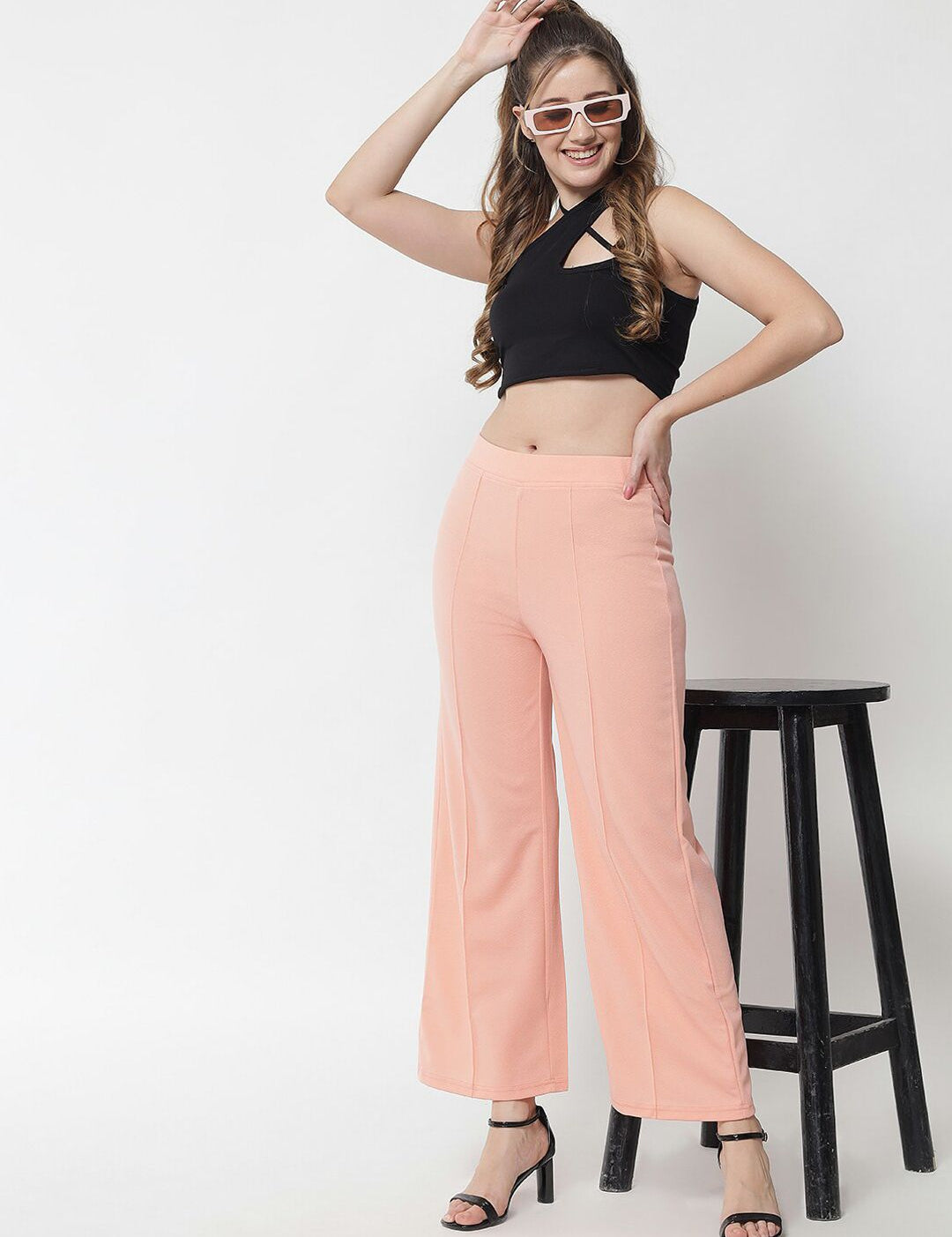 Kotty Women Pink Relaxed Straight Fit Parallel Trousers