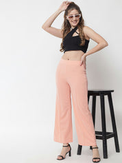 Kotty Women Pink Relaxed Straight Fit Parallel Trousers