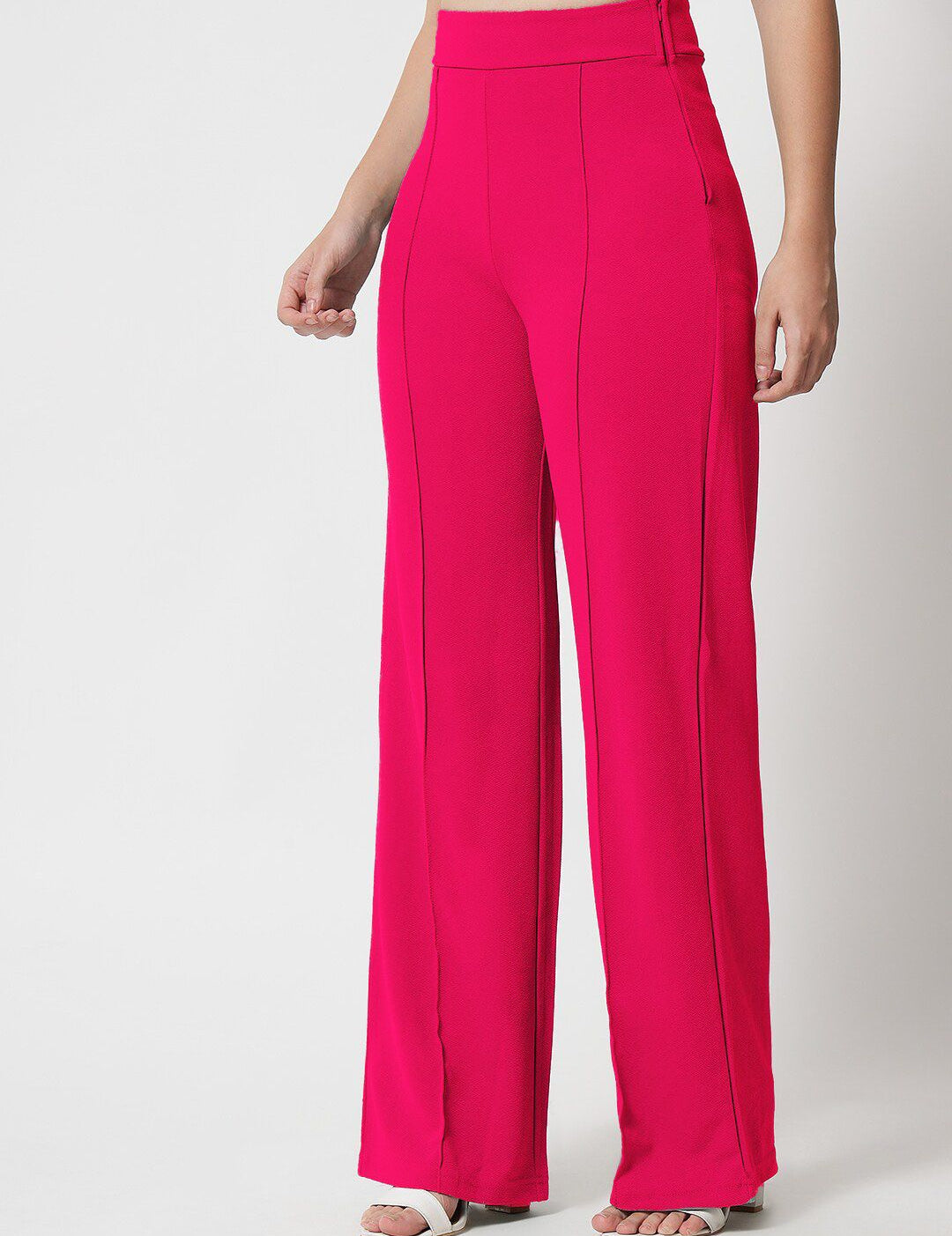 Kotty Women Relaxed Straight Fit High-Rise Easy Wash Parallel Trousers