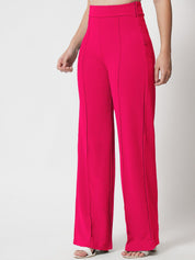 Kotty Women Relaxed Straight Fit High-Rise Easy Wash Parallel Trousers