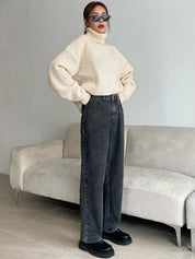 Kotty Women Grey Jean Straight Fit High-Rise Clean Look Stretchable Jeans