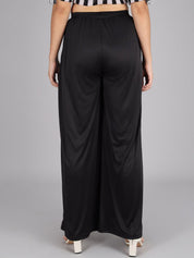 Kotty Women Black Flared High-Rise Pleated Parallel Trousers