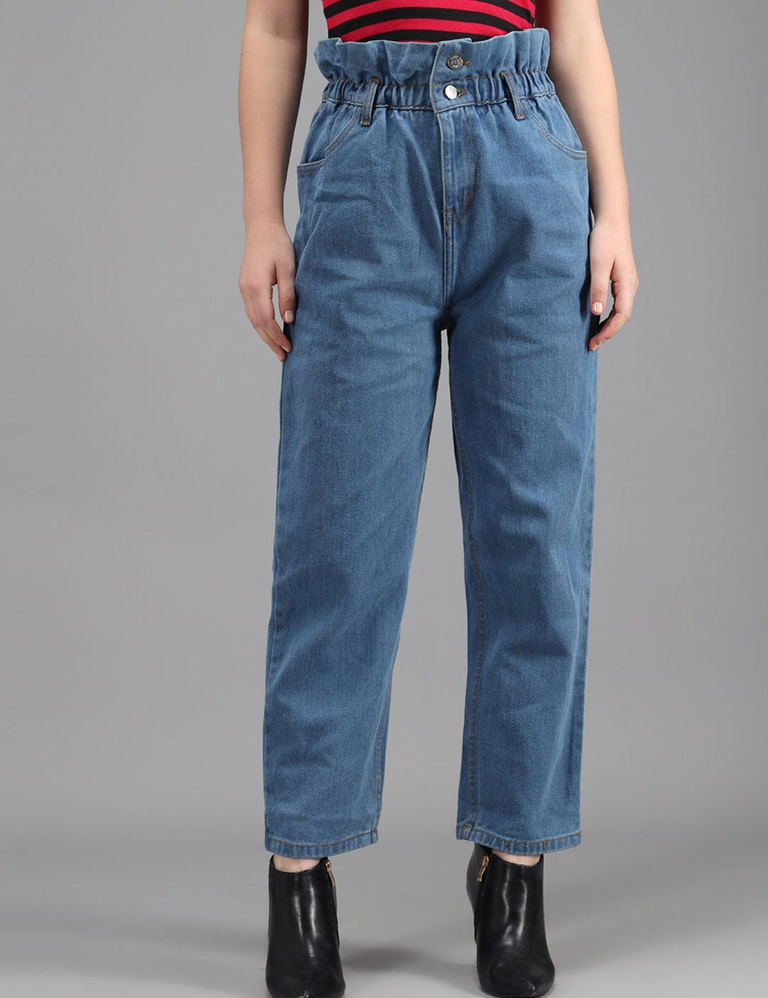 Kotty Women Blue Boyfriend Fit High-Rise Jeans