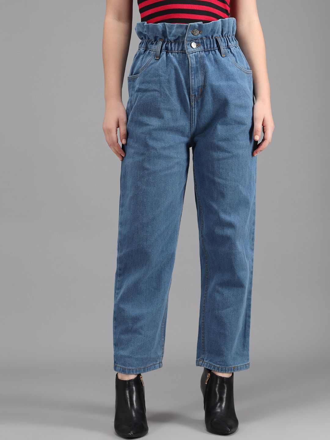 Kotty Women Blue Boyfriend Fit High-Rise Jeans