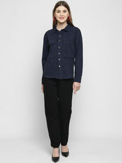 Kotty Women Blue Solid Tailored Jacket