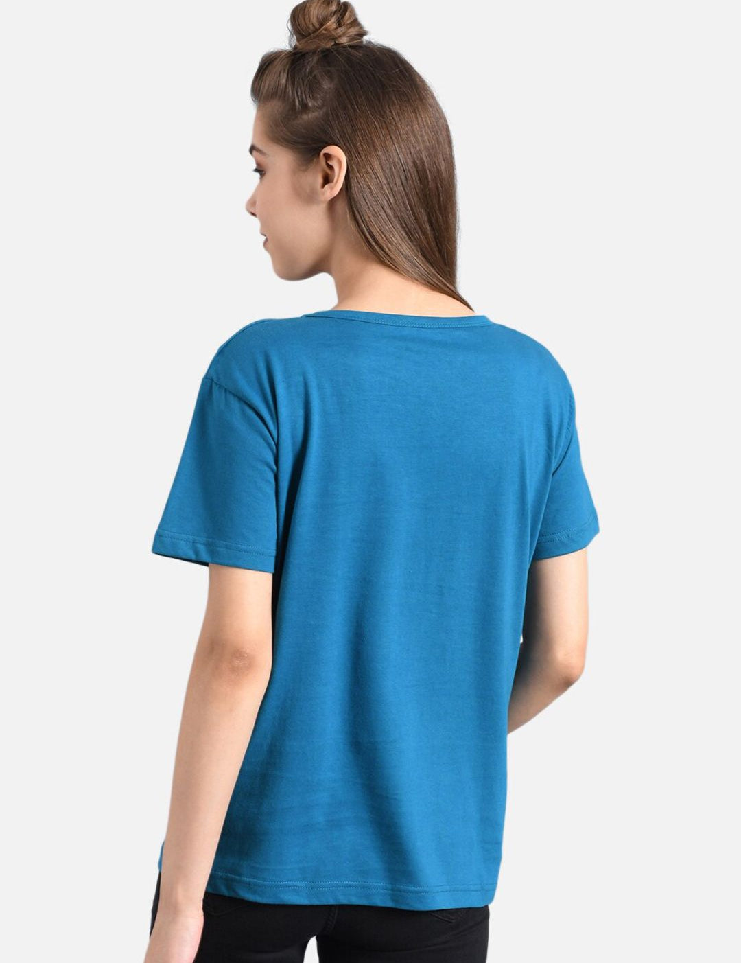 Kotty Women Yellow Printed Round Neck T-shirt