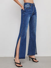 Kotty Women Jean Flared High-Rise Light Fade Stretchable Jeans