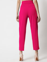 Kotty Women Relaxed Straight Fit High-Rise Easy Wash Trousers