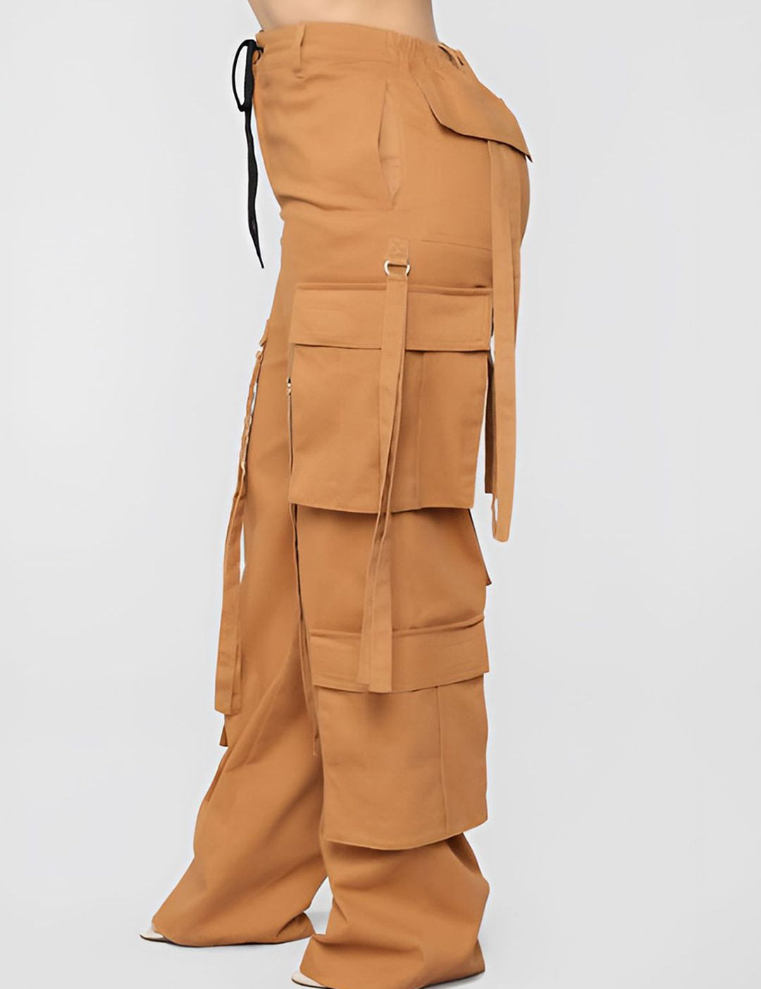 Kotty Women Relaxed Straight Fit Mid-Rise Easy Wash Cargos Trousers