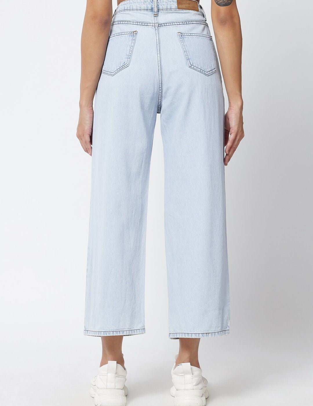 Kotty Women Blue Jean Straight Fit High-Rise Stretchable Cropped Jeans