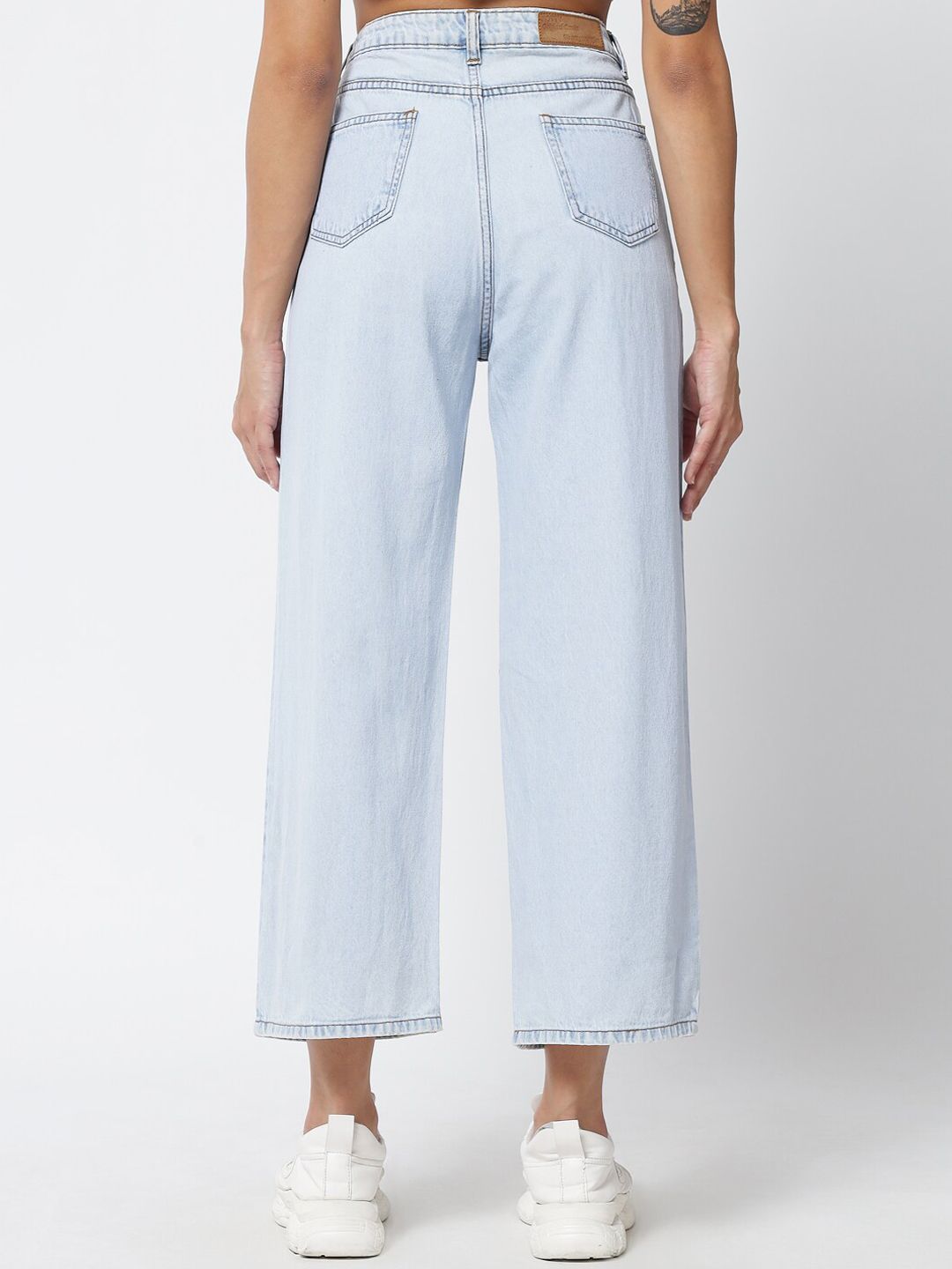 Kotty Women Blue Jean Straight Fit High-Rise Stretchable Cropped Jeans