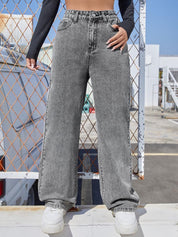 Kotty Women Straight Fit High-Rise Clean Look Heavy Fade Stretchable Jeans