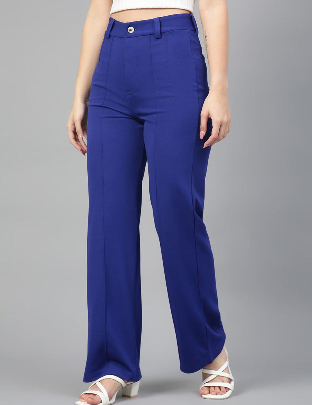 Kotty Women Pack Of 2 Relaxed Straight Leg Fit High-Rise Easy Wash Trousers