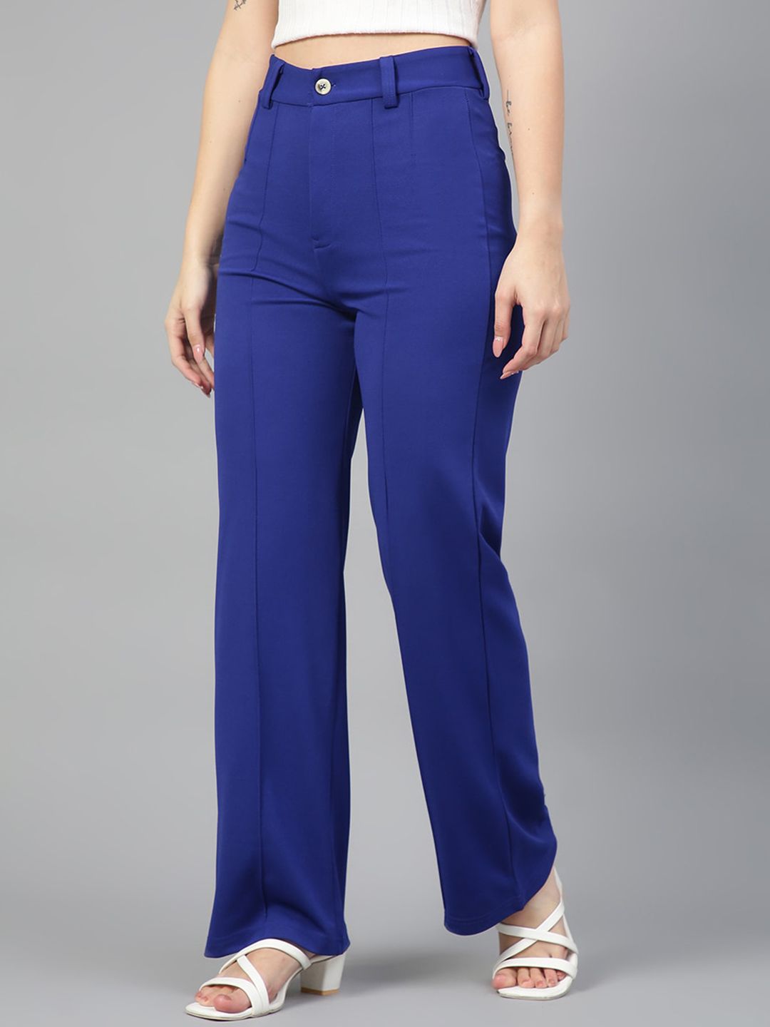 Kotty Women Pack Of 2 Relaxed Straight Leg Fit High-Rise Easy Wash Trousers