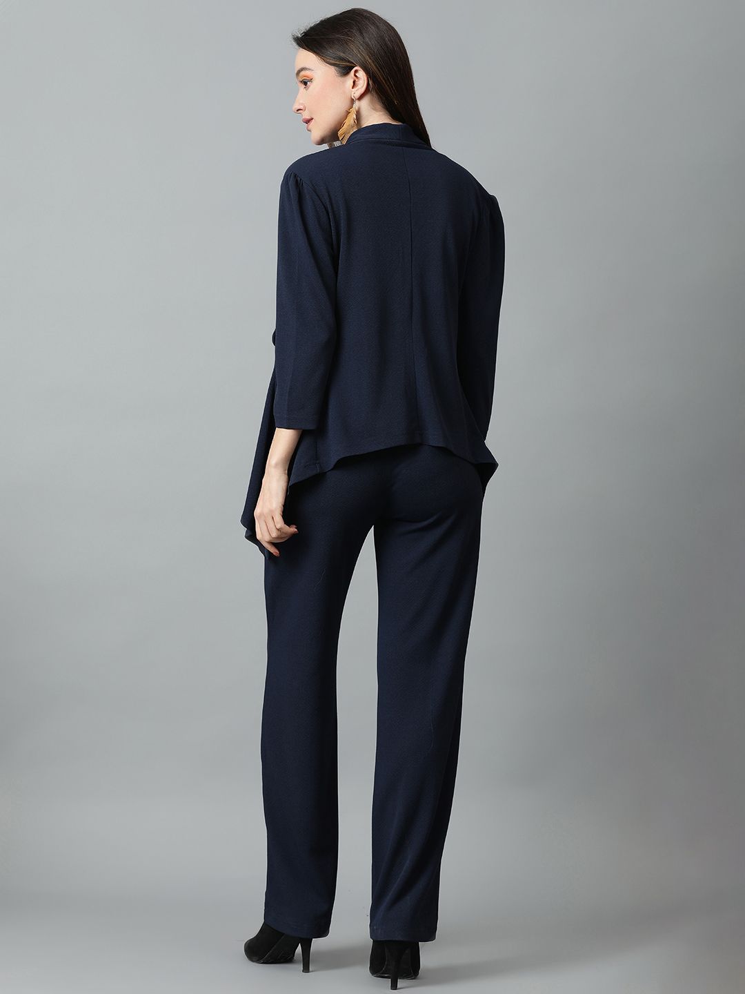 Kotty Navy Blue Shawl Neck Blazer & Trousers