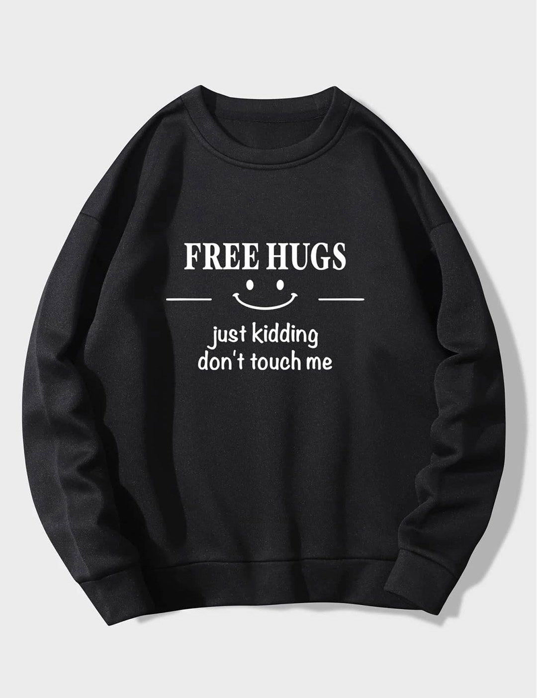 Kotty Typography Printed Round Neck Fleece Pullover Sweatshirt