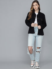 Kotty Women Black Lightweight Cotton Denim Jacket