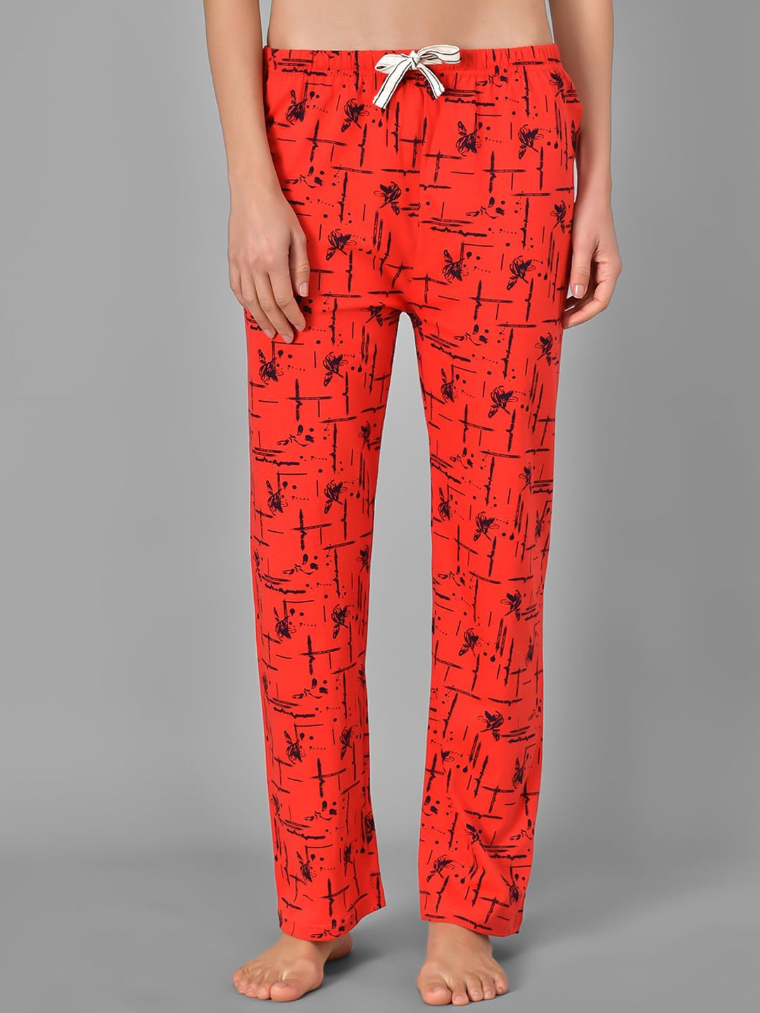 Kotty Women Red & Black Printed Night Suit