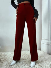 KOTTY BIZwear Women Relaxed Straight Fit High-Rise Easy Wash Pleated Parallel Trouser