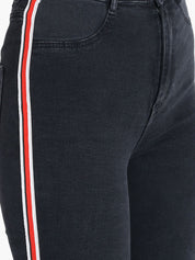 Kotty Women Black Skinny Fit High-Rise Slash Knee Jeans