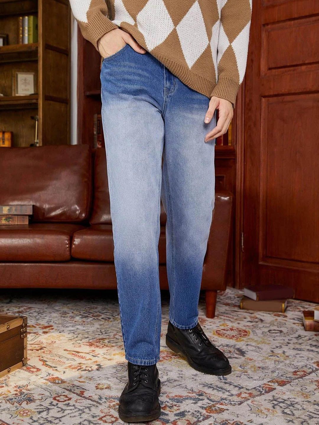 Kotty Men Blue Jean Low-Rise Clean Look Heavy Fade Stretchable Jeans