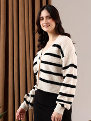 Kotty Women Striped Printed Cardigan