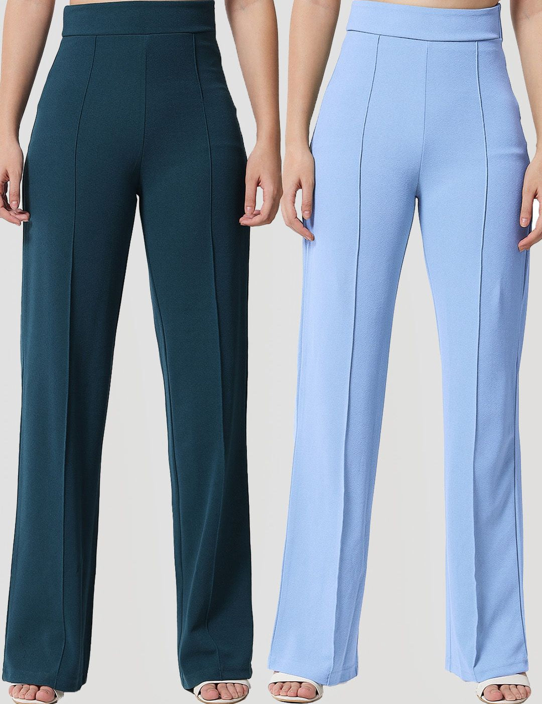 Kotty Women Pack Of 2 Relaxed Straight Leg Easy Wash Straight Fit Parallel Trousers