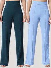 Kotty Women Pack Of 2 Relaxed Straight Leg Easy Wash Straight Fit Parallel Trousers