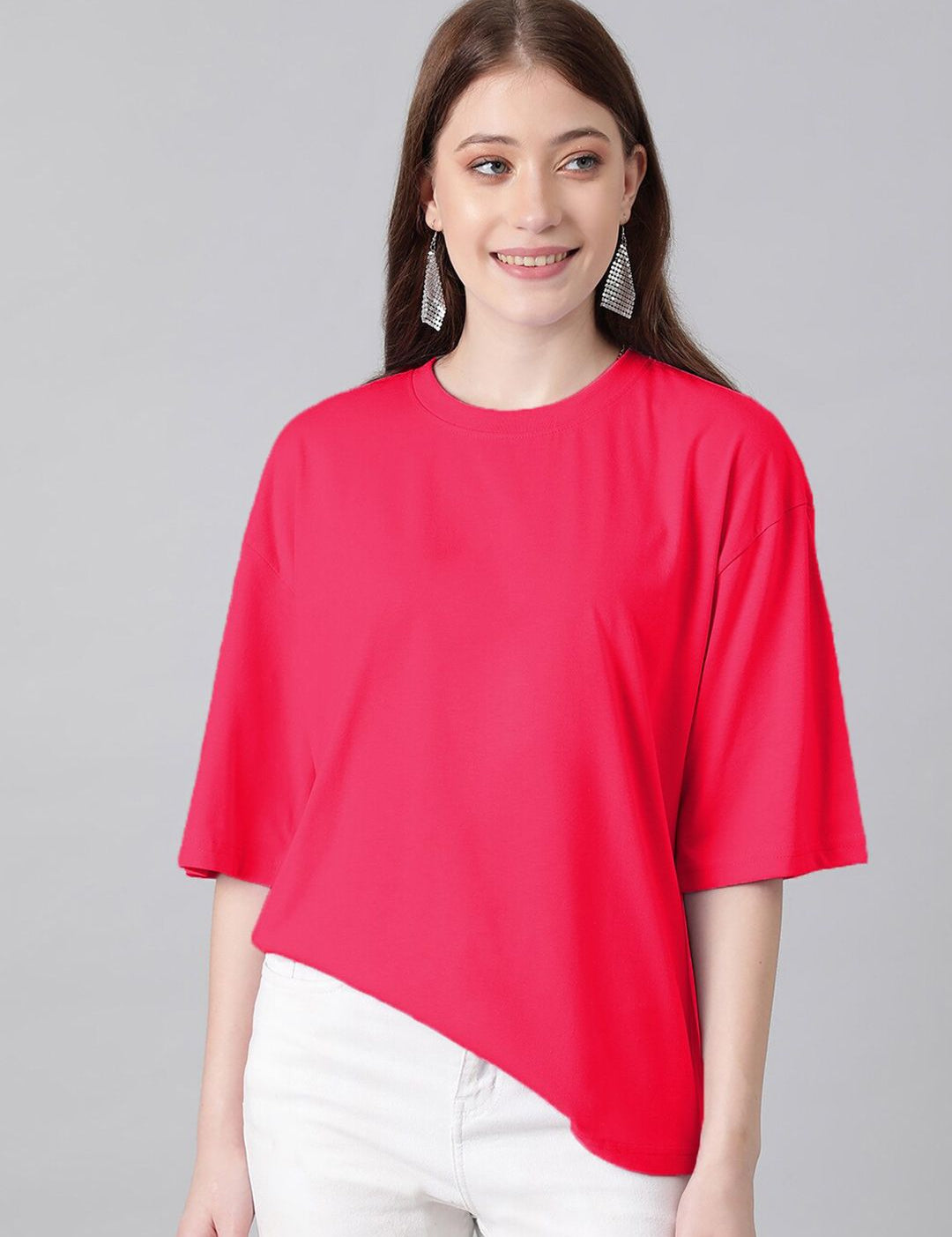 KOTTY Basics Basics Round Neck Drop-Shoulder Sleeves Oversized T-shirt