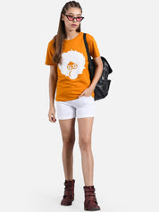 Kotty Women Yellow & White Printed Round Neck T-shirt