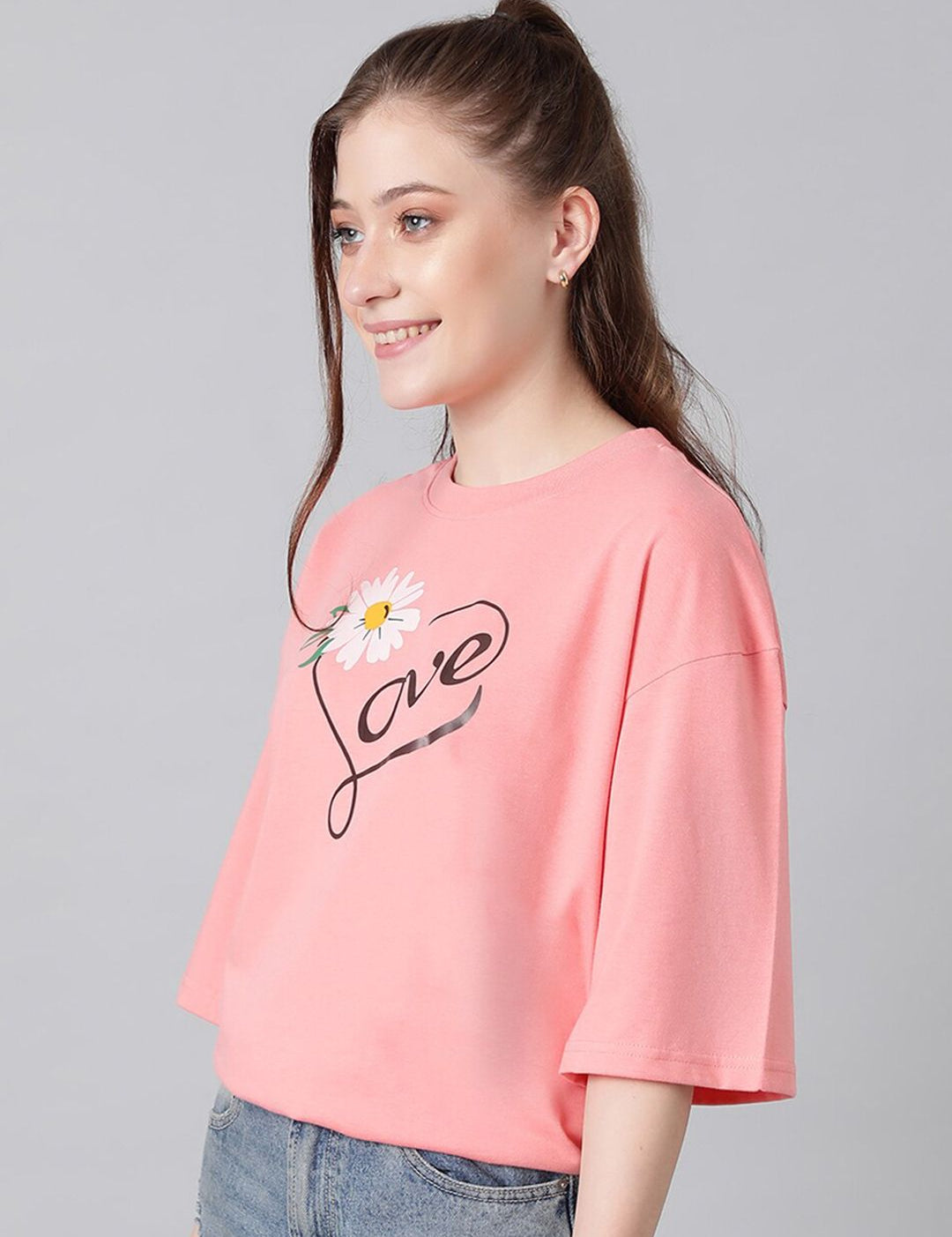 Kotty Typography Printed Oversized T-shirt