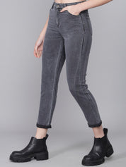 Kotty Women Grey Skinny Fit High-Rise Slash Knee Jeans