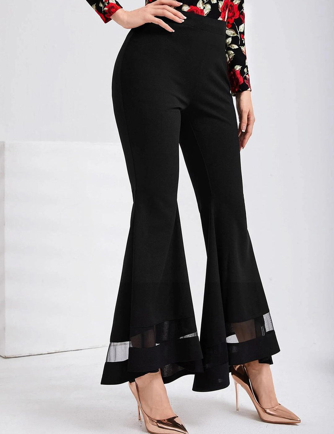 Kotty Women Relaxed Flared High-Rise Easy Wash Slip-On Bootcut Trousers