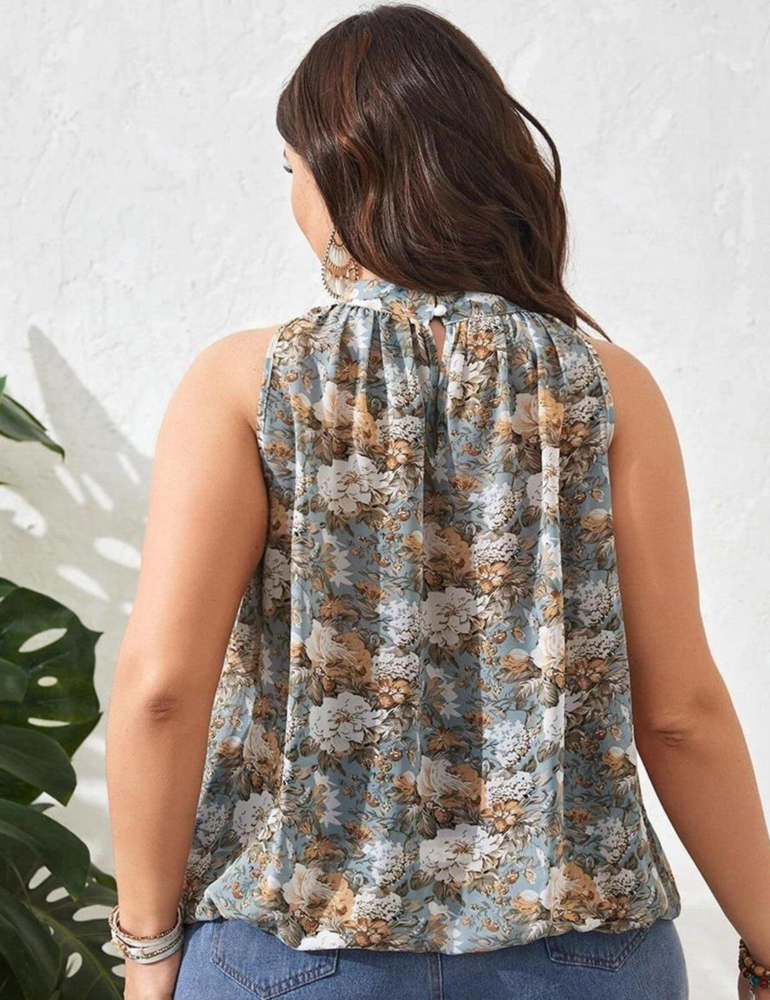 KOTTY Plus Size  Floral Printed Crepe Top