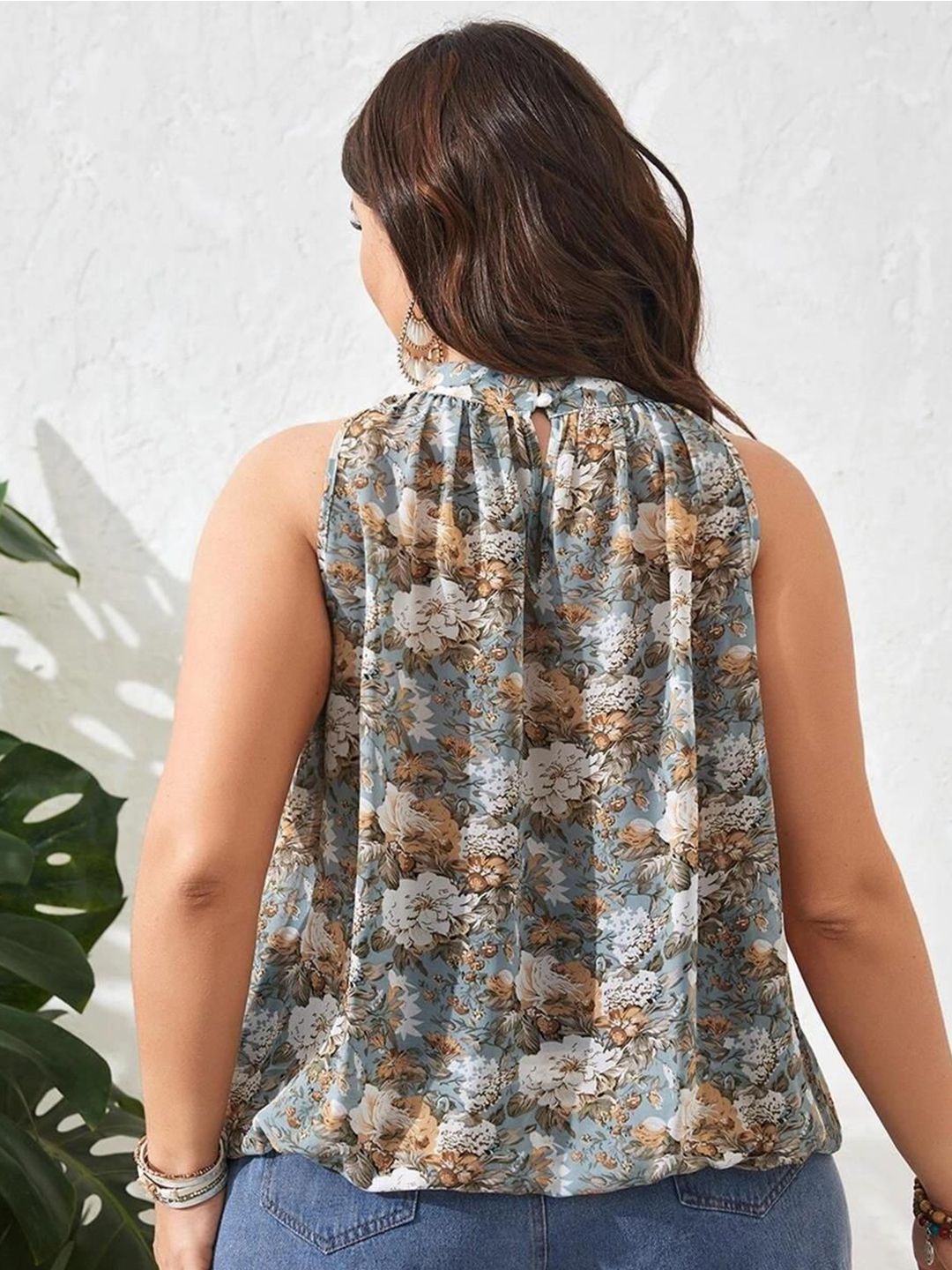 KOTTY Plus Size  Floral Printed Crepe Top