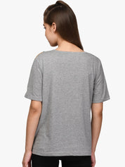 Kotty Women Pack Of 2 Orange & Grey Colourblocked Round Neck T-shirt