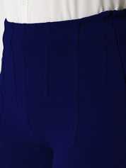 Kotty Women Navy Blue Relaxed Straight Fit High-Rise Easy Wash Trousers