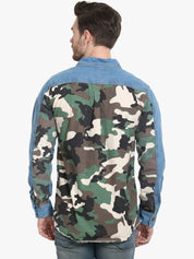 Kotty Men Blue Camouflage Denim Jacket