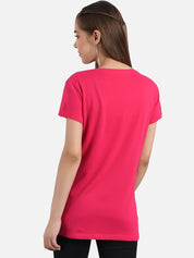 Kotty Women Pink & Orange Set of 2 Printed Round Neck T-shirts