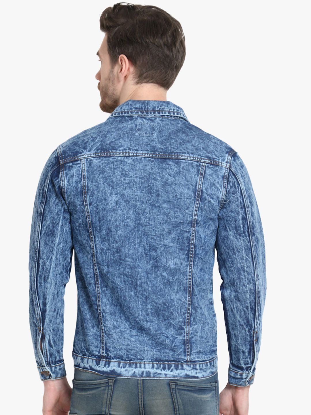 Kotty Men Blue Solid Denim Jacket