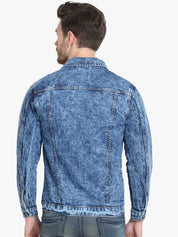 Kotty Men Blue Solid Denim Jacket