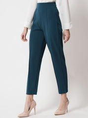 Kotty Women Green Relaxed Straight Fit High-Rise Easy Wash Trouser