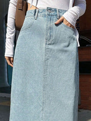 KOTTY Basics Straight Denim Midi Skirt
