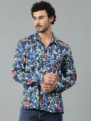 Kotty Men Spread Collar Floral Printed Casual Shirt