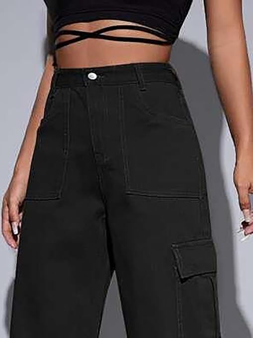 Kotty Women Black Jean Straight Fit High-Rise Slash Knee Stretchable Jeans