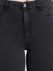 Kotty Women Black Skinny Fit High-Rise Slash Knee Cropped Jeans