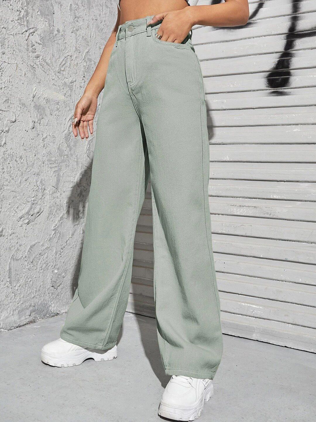 Kotty Women Green Jean Straight Fit High-Rise Stretchable Jeans