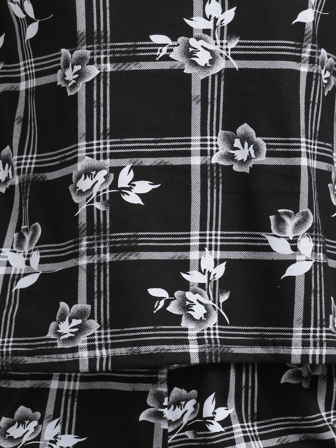 Kotty Women Black & White Printed Night Suit